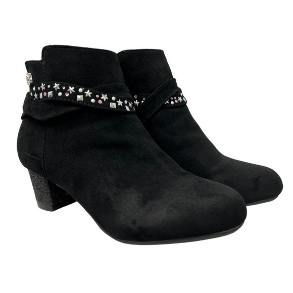 NINE WEST Bella Ankle Bootie with Assorted Studs Little Girls Kids Suede Size 13 - Picture 1 of 16